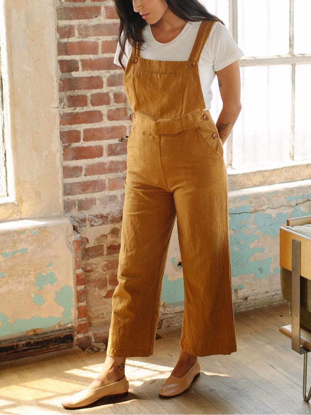 NWT Rachel Pally Luca Overalls Mustard Yellow XS New
